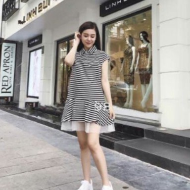 Đầm sọc kute phối lưới