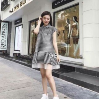 Đầm sọc kute phối lưới