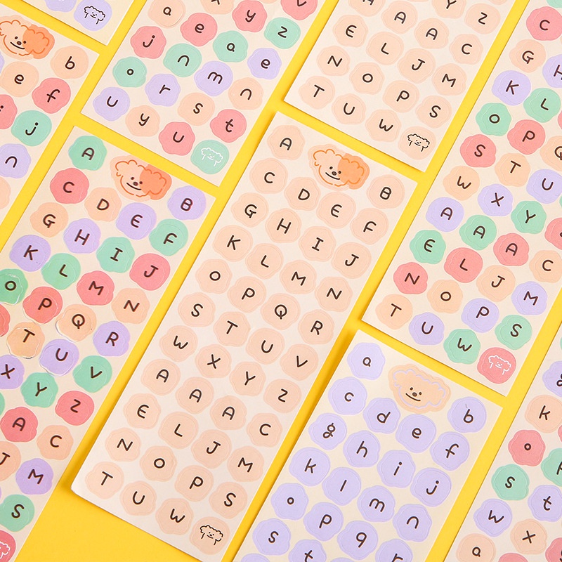 Sticker decor top loader sticker hình dán màu kẹo ngọt ngào chữ cái tiếng anh CICIBOX