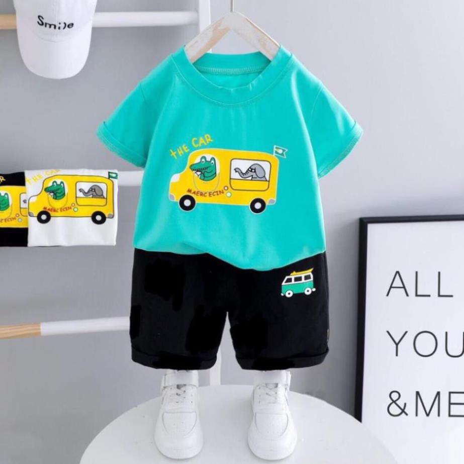 Bộ Cotton Hình Ô TÔ nghộ nghĩnh Cho Bé 🌈Quần Áo Hè Trẻ Em 🌈Bộ Hè Cho Bé Trai ⛱️HUONG_KIDS⛱️