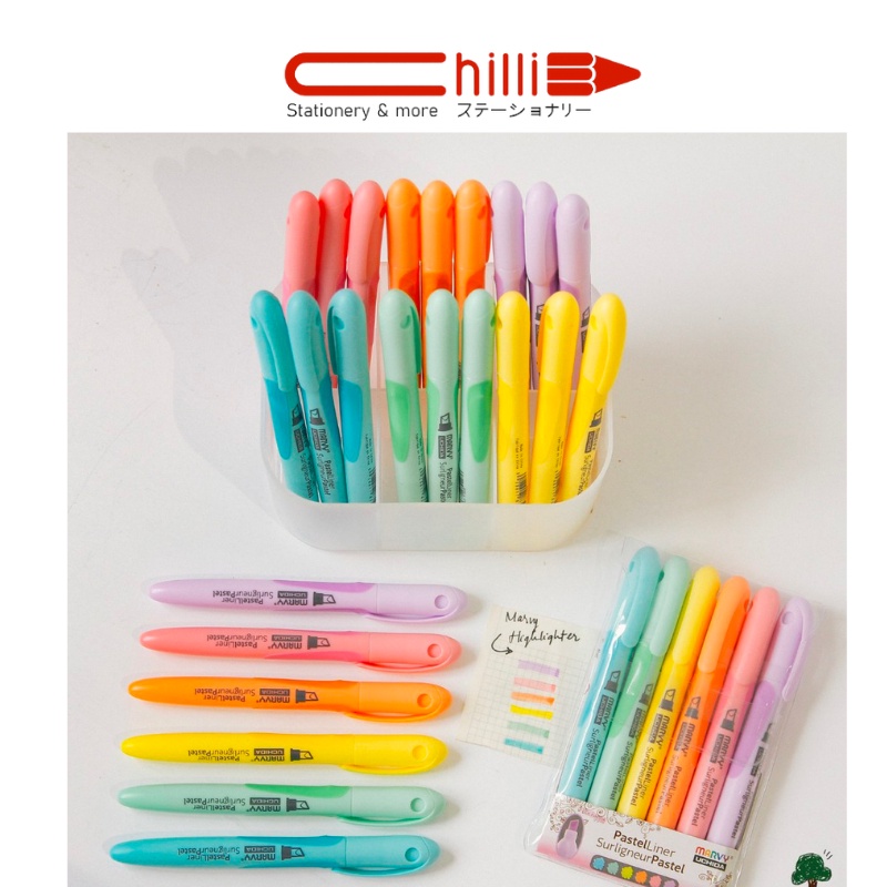 Bút highlight pastel Uchida Marvy 8000 tone pastel nhiều màu xinh xắn CHILLI