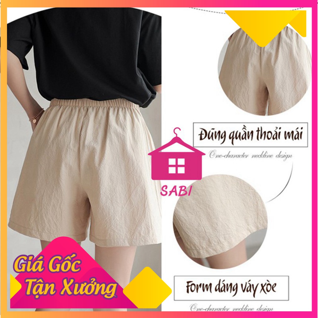 [VIDEO THẬT] Quần đùi đũi vải cạp chun ống rộng - Quần sooc nữ SABI SHOP | BigBuy360 - bigbuy360.vn