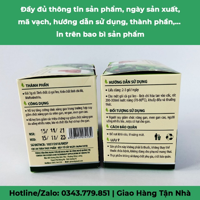 Bột cà gai leo linh chi đỏ hòa tan Cagali giải độc gan hộp 75gr x 25 gói giúp bổ gan, giảm xơ gan và men gan cao