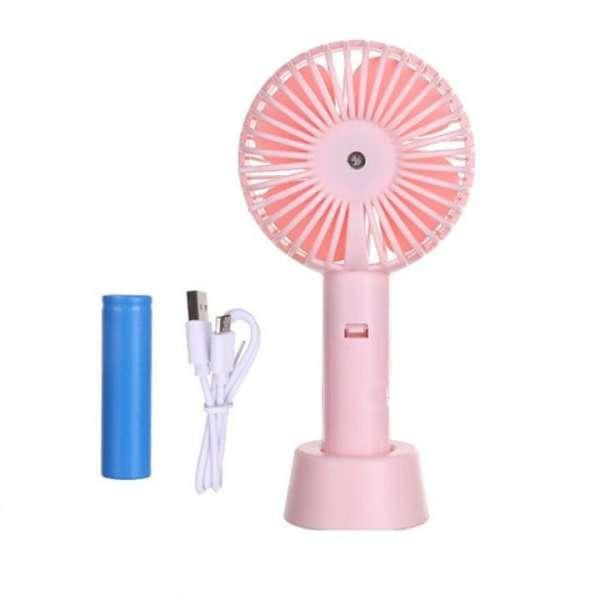 Quạt Cầm Tay Mini Đèn Led 4 Cánh Pin Sạc Có Đế.GREAT