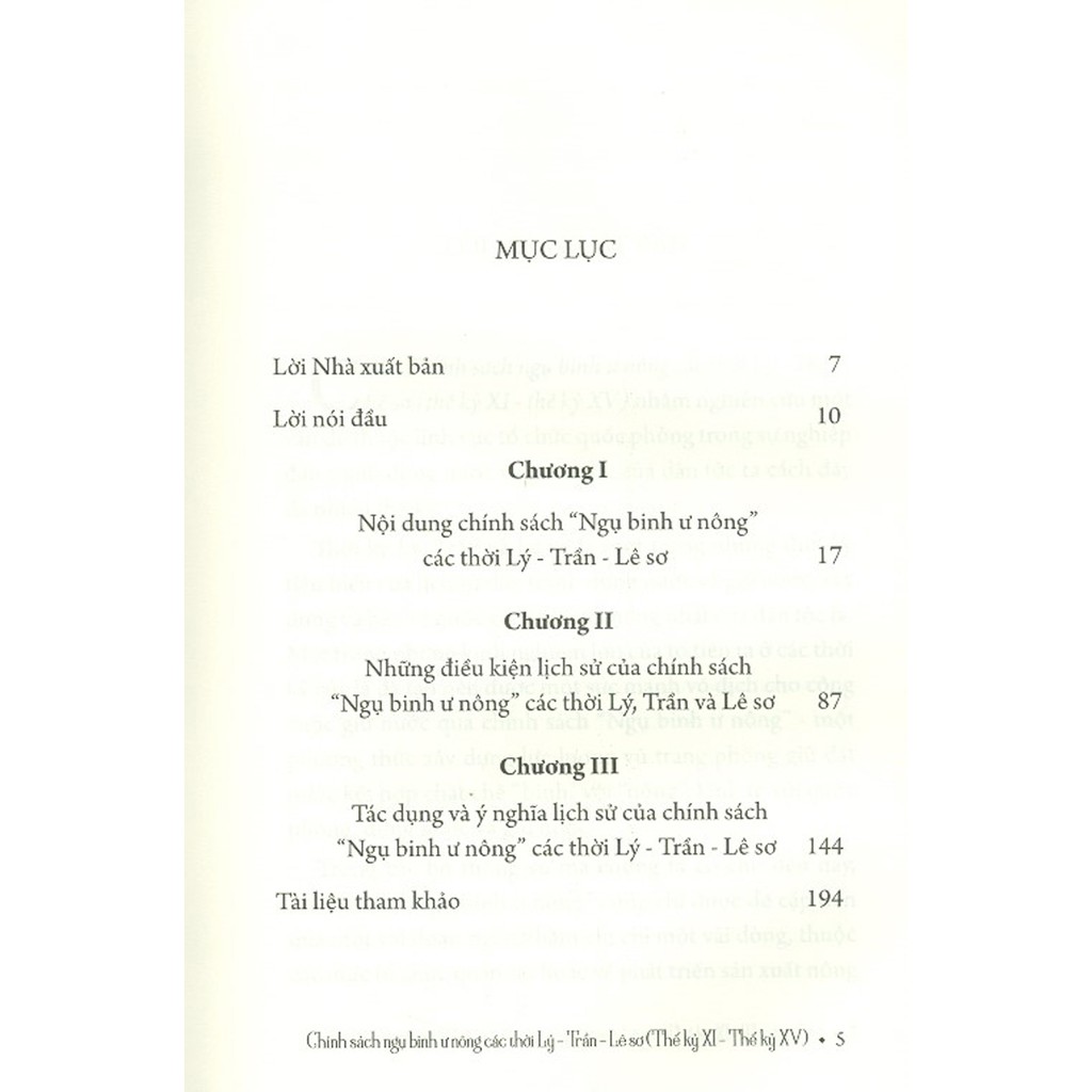 Sách - Chính Sách Ngụ Binh Ư Nông Các Thời: Lý - Trần - Lê Sơ (Thế Kỷ XI-XV)