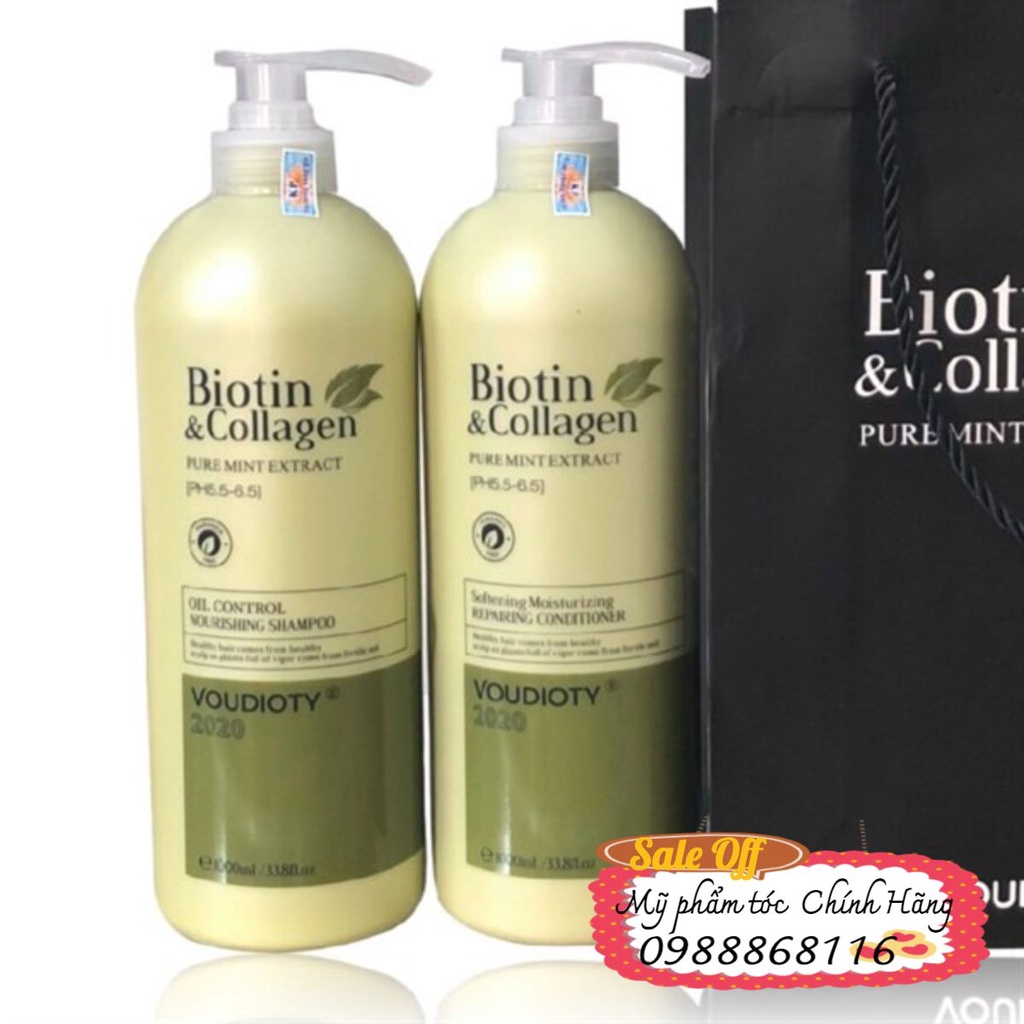 BỘ DẦU GỘI XẢ VOUDIOTY OIL CONTROL BIOTIN COLLAGEN XANH RÊU CHO TÓC DẦU 1000ML*2 - CẶP