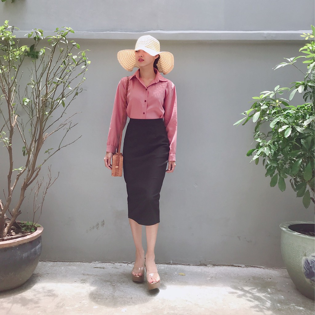 Chân váy công sở dài bigsize xẻ sau màu đen dài 70cm [size từ 48-85kg] | BigBuy360 - bigbuy360.vn