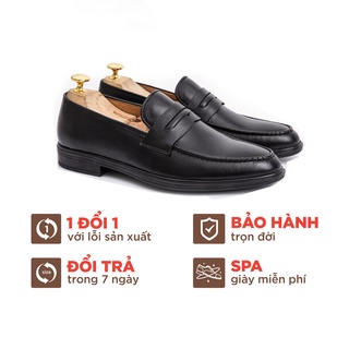 Giày Lười Nam Da Bò DON ITALO, Giày Lười Công Sở Da Bò, Da Thật Màu Đen