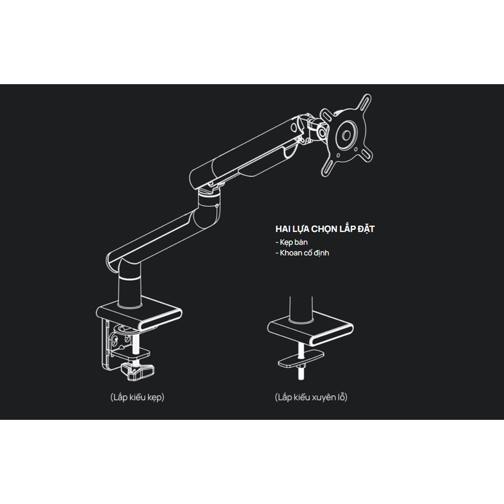 Giá treo / ARM màn hình Human Motion T7 (Hàng chính hãng) - Tay treo linh hoạt, cứng cáp, chịu lực lớn, chuẩn Vesa