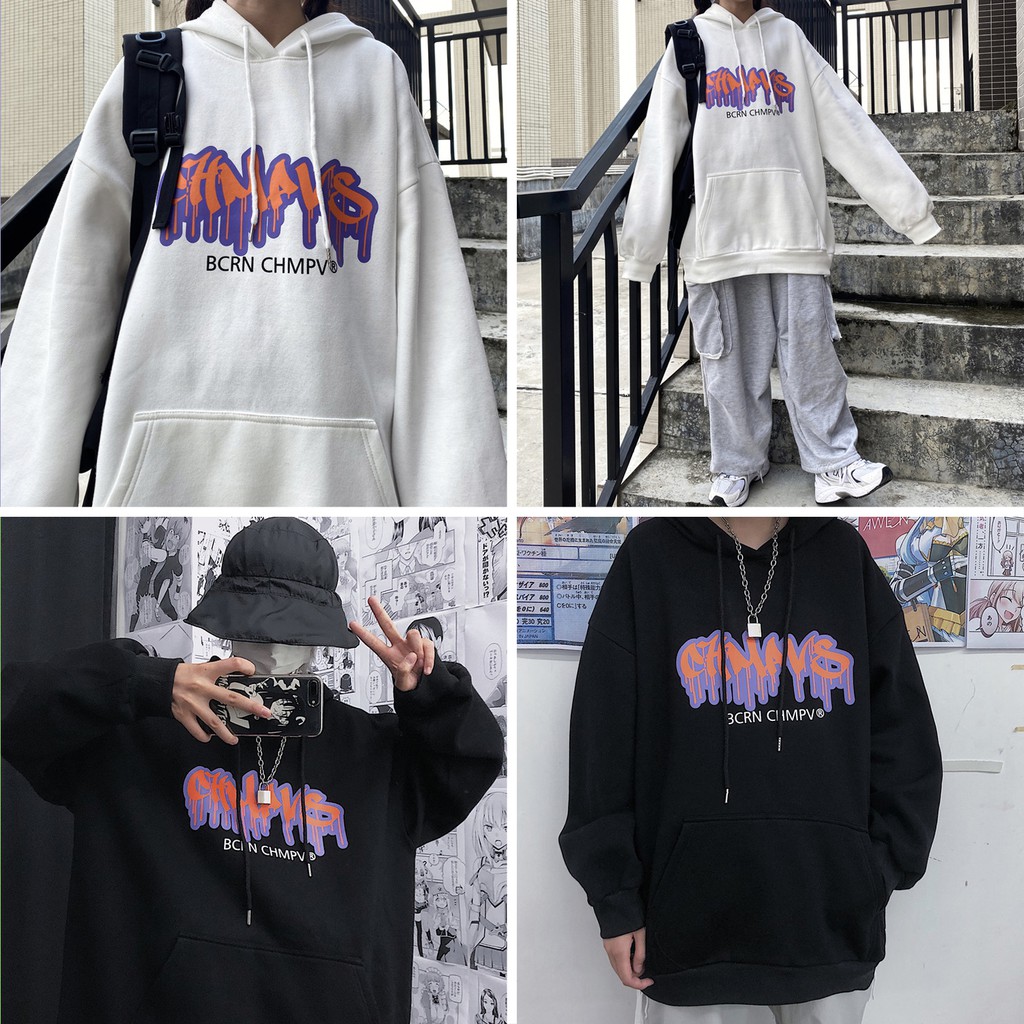 Áo hoodie nỉ bông form rộng phong cách Unisex HD04