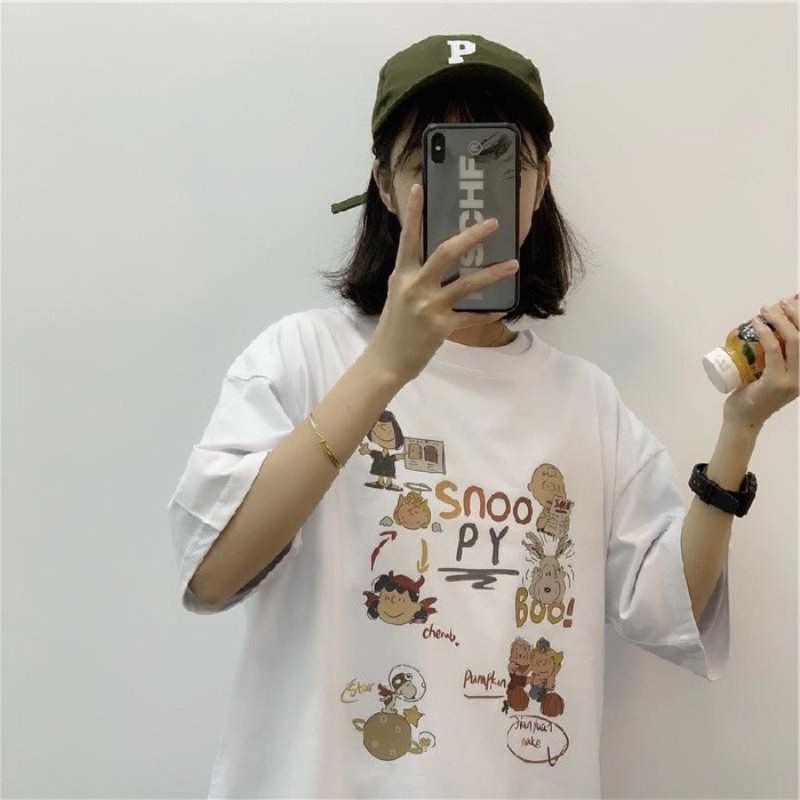 Áo thun tay lỡ unisex Snoopy Boo