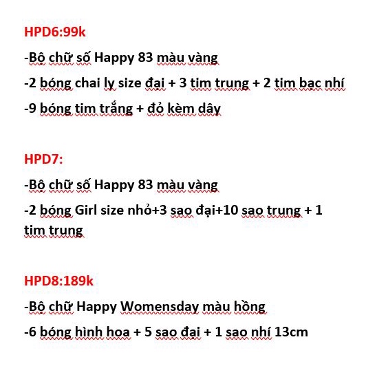 SET BÓNG HAPPY WOMENS DAY NGÀY 8/3 (Bao gồm bơm và Keo dán)