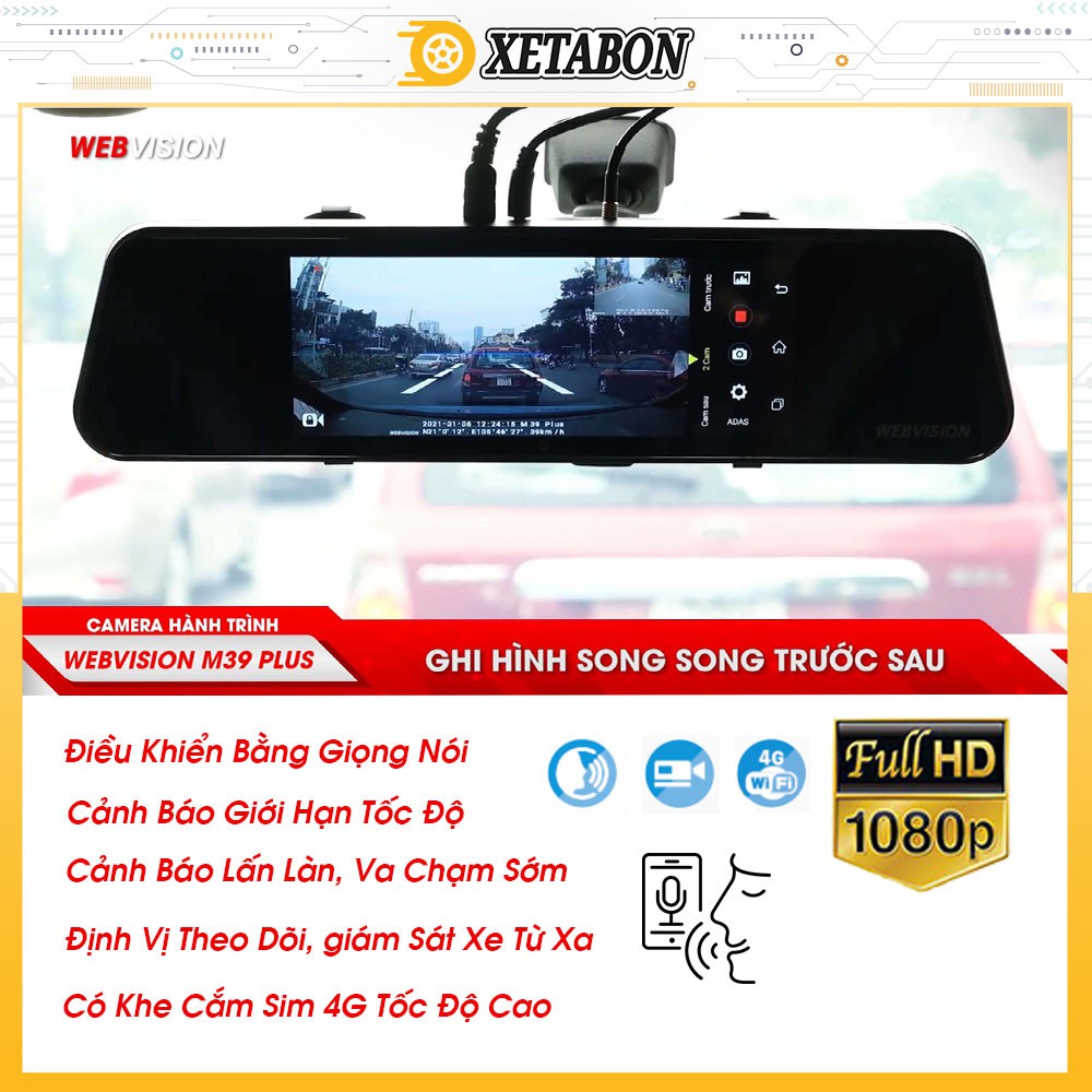 Camera Webvision M39 Plus Cảnh Báo Tốc Độ, Lấn Làn, Va Chạm, Giám Sát Từ Xa, giải Trí, Youtube, VtvGo, Nghe Nhạc