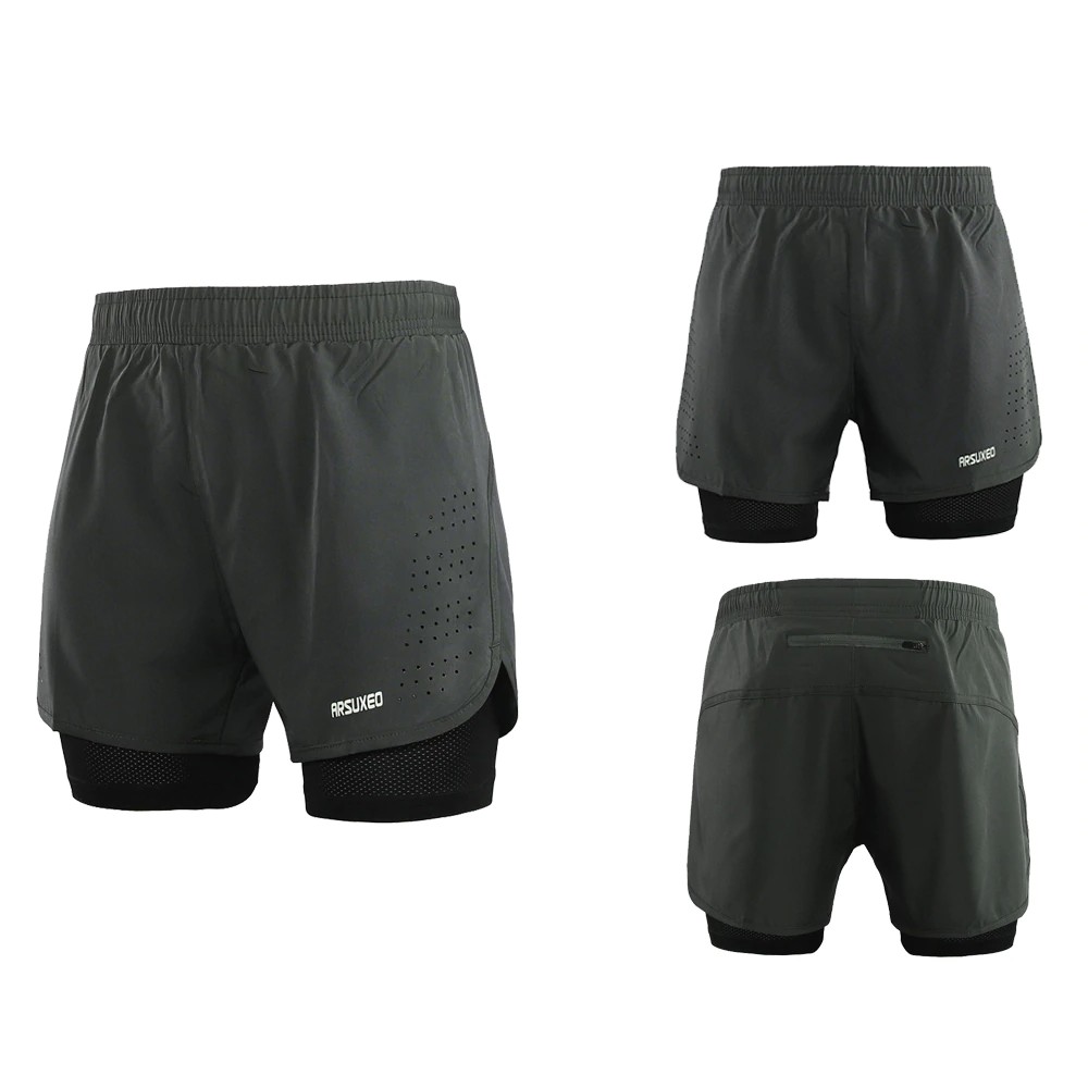 Quần Short Chạy Bộ Có Lớp Lót Unisex Arsuxeo B179