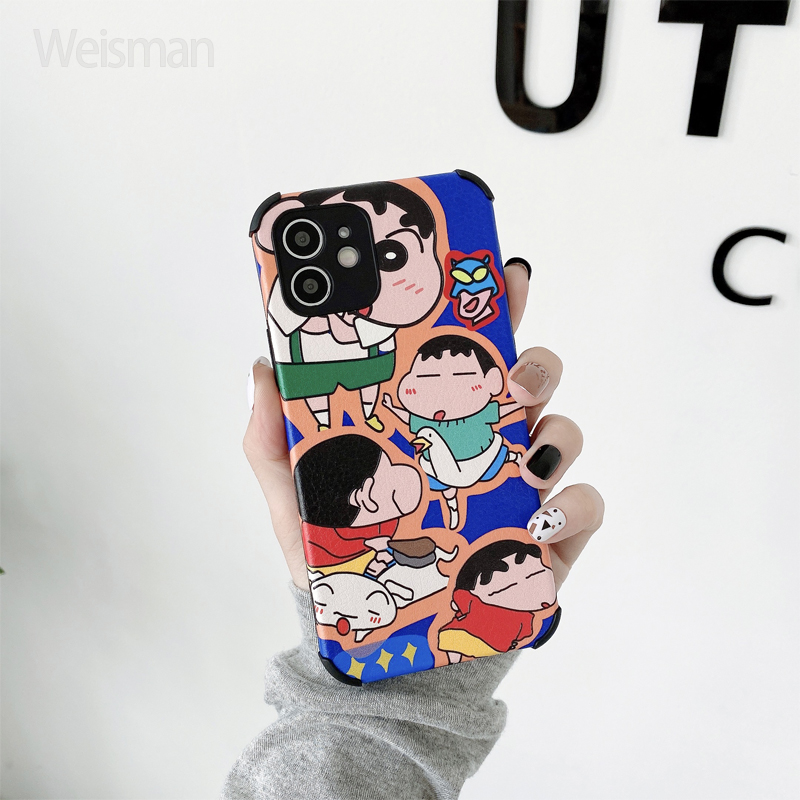 [Weissman] Suitable for OPPO K3 K5 Realme V5 Realme V11 Lambskin Crayon Shinchan painted creative personality couple mobile phone case anti-drop all-inclusive cartoon soft TPU case