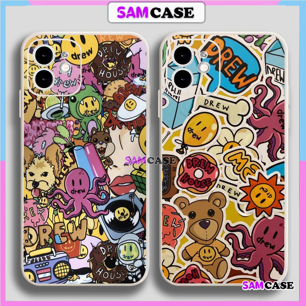 Ốp lưng iPhone 6/6s/7/8/X/XS/11/12/13/14 Pro Plus Max viền vuông chống sốc bảo vệ camera silicon mềm hình Drew17-1