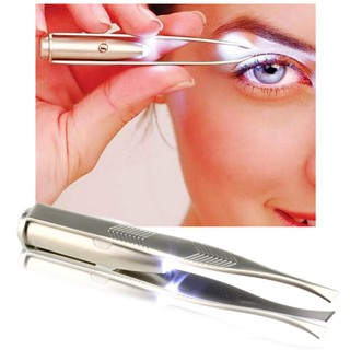 Nhíp nhổ lông mi có đèn LED bằng thép không gỉ