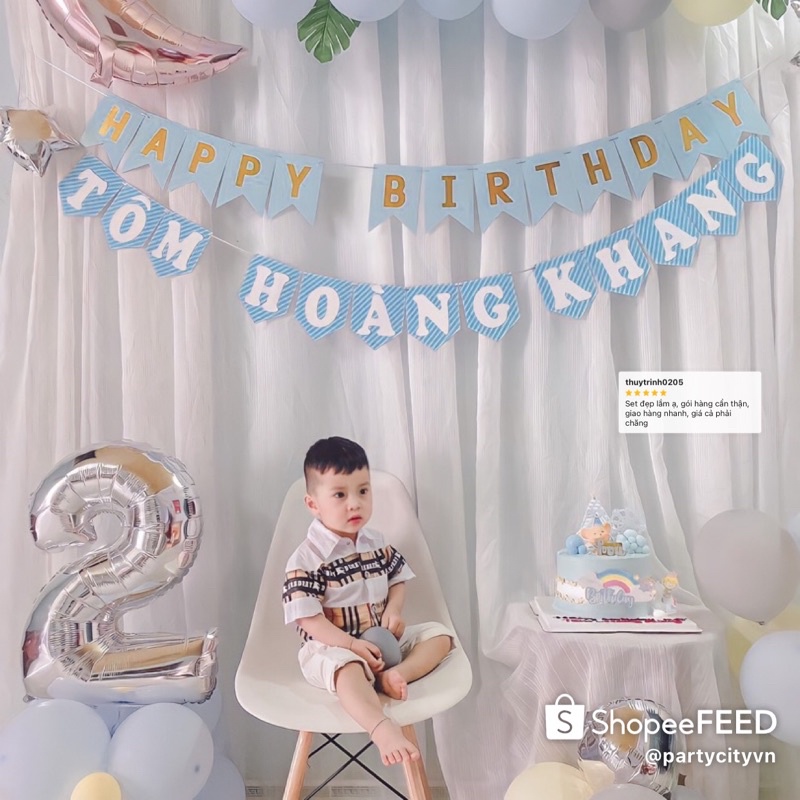 Chữ tên bé sinh nhật (Giá 3k9 / 1 chữ cái ) dây chữ ghép tên bé có dấu tiếng việt bằng giấy kèm dây treo