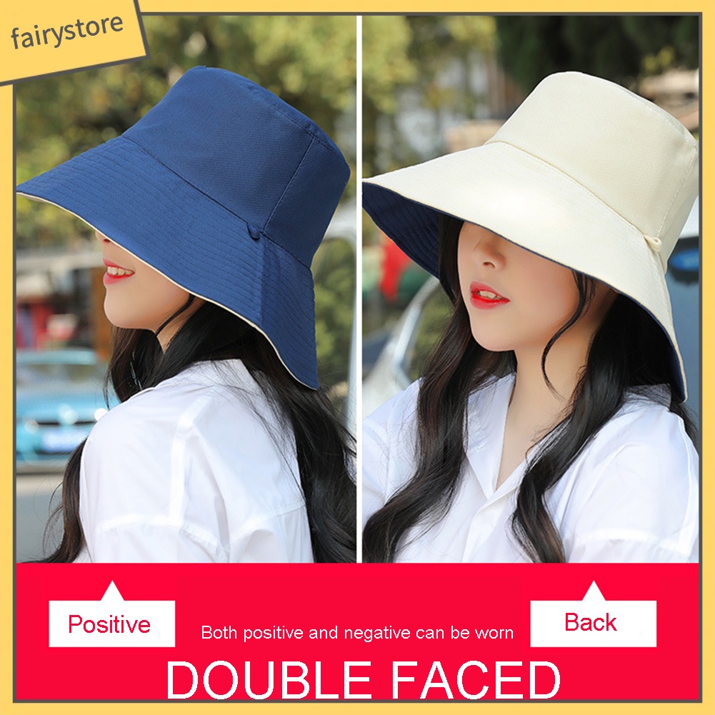 Mũ Bucket Rộng Vành Chống Tia Uv Cho Nữ