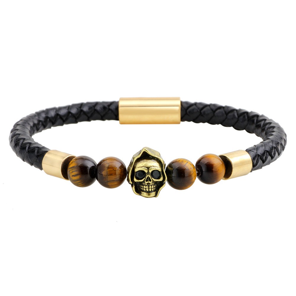 Vòng Tay Da Mặt Hình Đầu Lâu Cá Tính | BigBuy360 - bigbuy360.vn