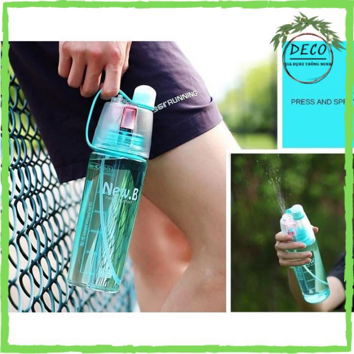 Bình nước thể thao 600ml ✅FREESHIP✅ Có vòi xịt phun nước, bình nước thể thao phun sương 2 trong 1