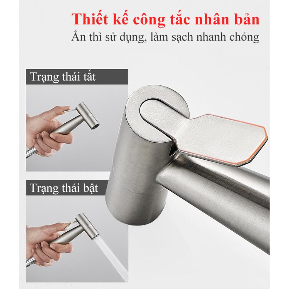 Bộ Vòi xịt nước tăng áp inox kèm van khoá Stainless Steel - Home and Garden