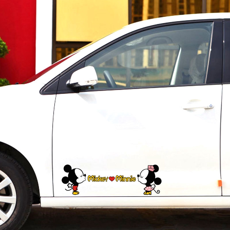 1 Miếng Dán Trang Trí Xe Hơi Hình Chuột Mickey Minnie