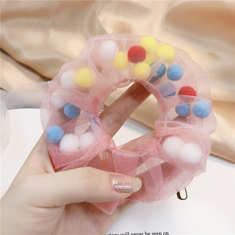 Cột tóc Scrunchies POM POM voan CT72