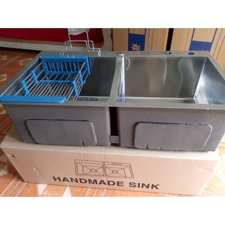 CHẬU RỮA CHÉN INOX sus 304 [ tặng kèm vòi rữa chén lạnh, rỗ đựng trái cây, bình xà bông ]