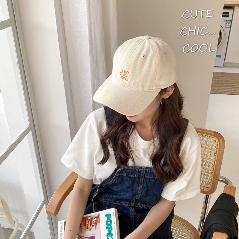 Mũ lưỡi trai bằng cotton mềm mại thêu chữ dễ thương dành cho cả nam và nữ