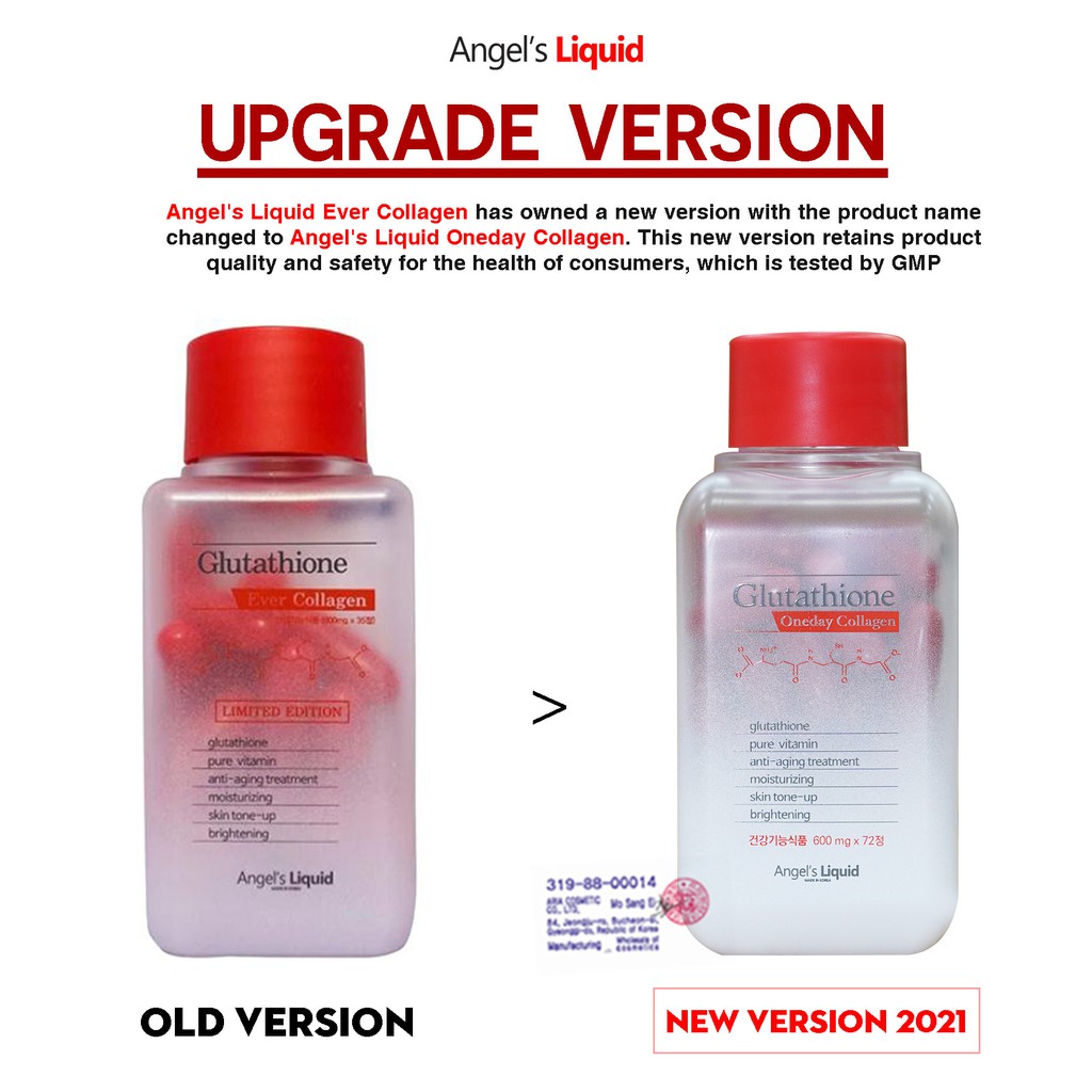 Viên uống Angel's Liquid Glutathione Oneday Collagen hỗ trợ trắng da, cấp nước