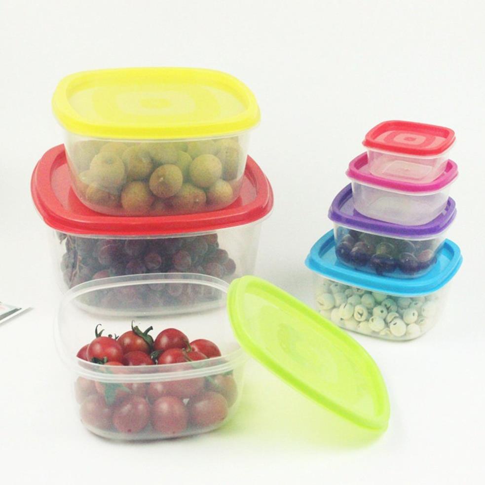 Set 7 hộp nhựa nắp đậy 7 màu đựng thực phẩm