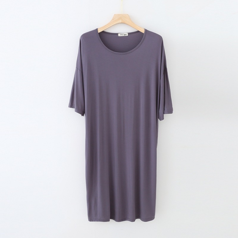 Đầm Cotton Trơn Tay Dài Cổ Tròn Dáng Rộng Thời Trang Mùa Hè Cho Nữ