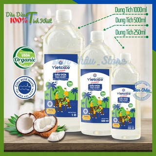 Dầu Dừa VIETCOCO Nguyên Chất Tinh Khiết Ép Lạnh Hữu Cơ Organic, Làm Đẹp, Dưỡng Da, Tóc, Tẩy Trang, Ngừa Rạn Da, ThựcPhẩm