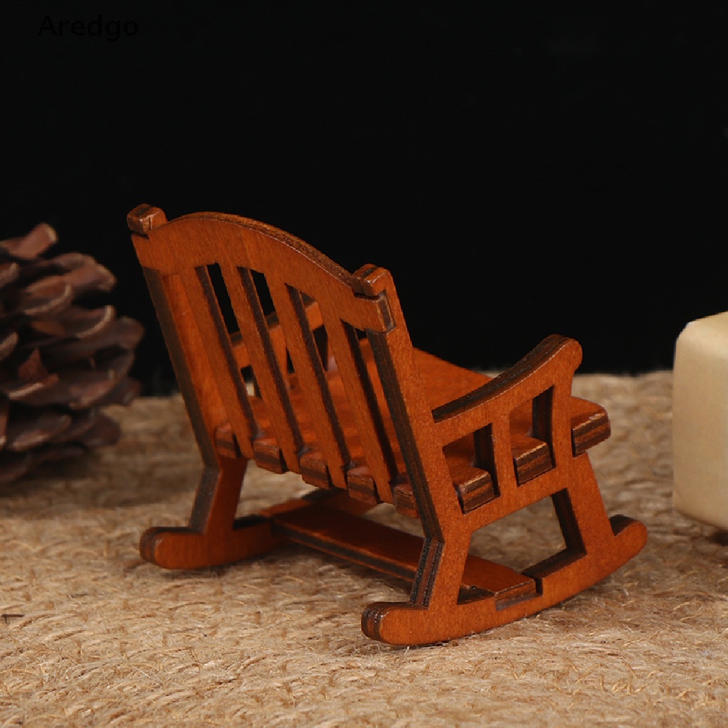 Mô hình ghế bập bênh gỗ mini tỉ lệ 1/12 trang trí nhà búp bê DIY