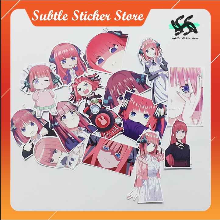 - Set 10/15 Sticker Nakano Nino - anime Go-Tobun no Hanayome hình dán chibi anime siêu đẹp