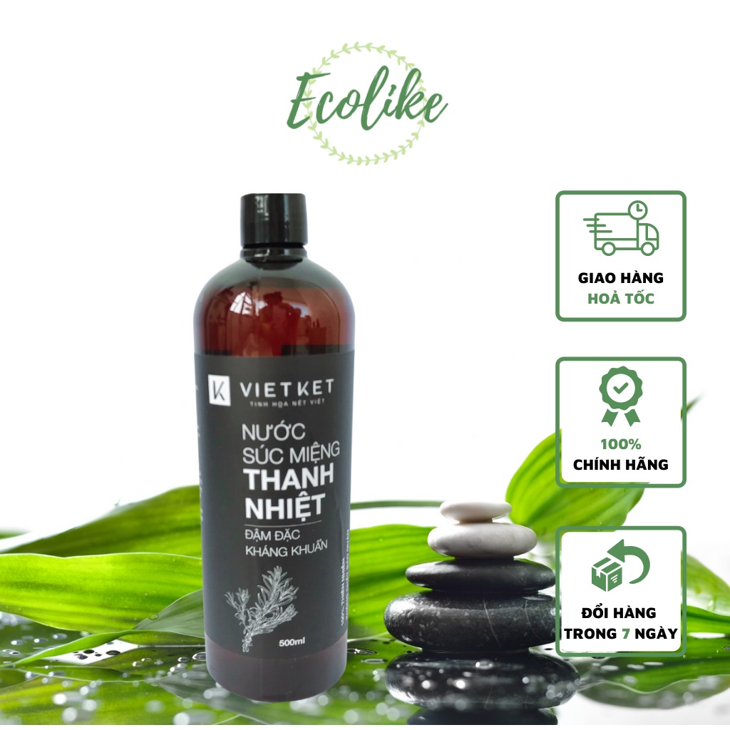 Nước súc miệng Vietket Ecolike - Nước súc miệng thảo dược bạc hà LÀM TRẮNG RĂNG, CHỐNG HÔI MIỆNG sát khuẩn ngừa sâu răng
