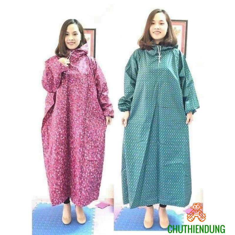 Áo Mưa Vải Dù Bít Kín Người Toàn Thân In Hoạ Tiết Cao Cấp Không Xẻ Tà