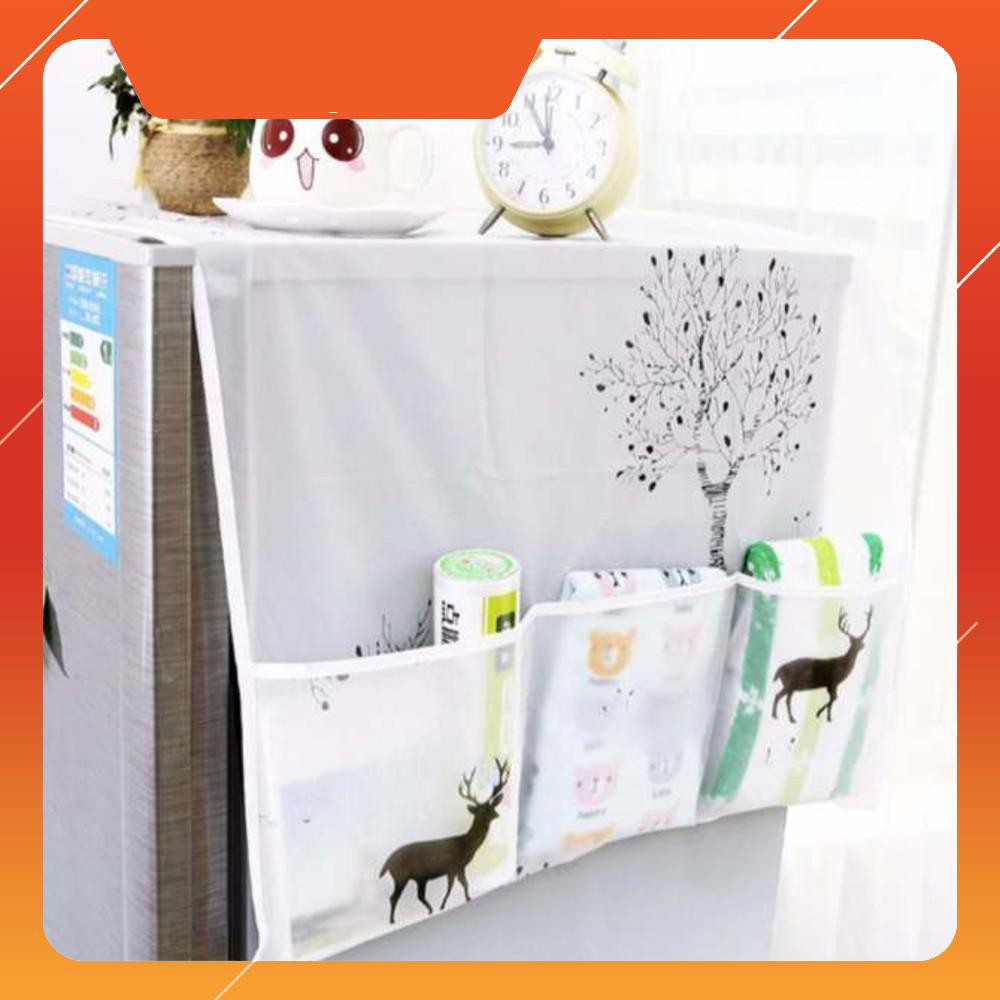 Hot- Tấm Phủ, miếng trải che, đậy nóc Tủ Lạnh Có Túi Đựng, bảo vệ, làm sạch nóc tủ lạnh vải dù 130*45cm Sale