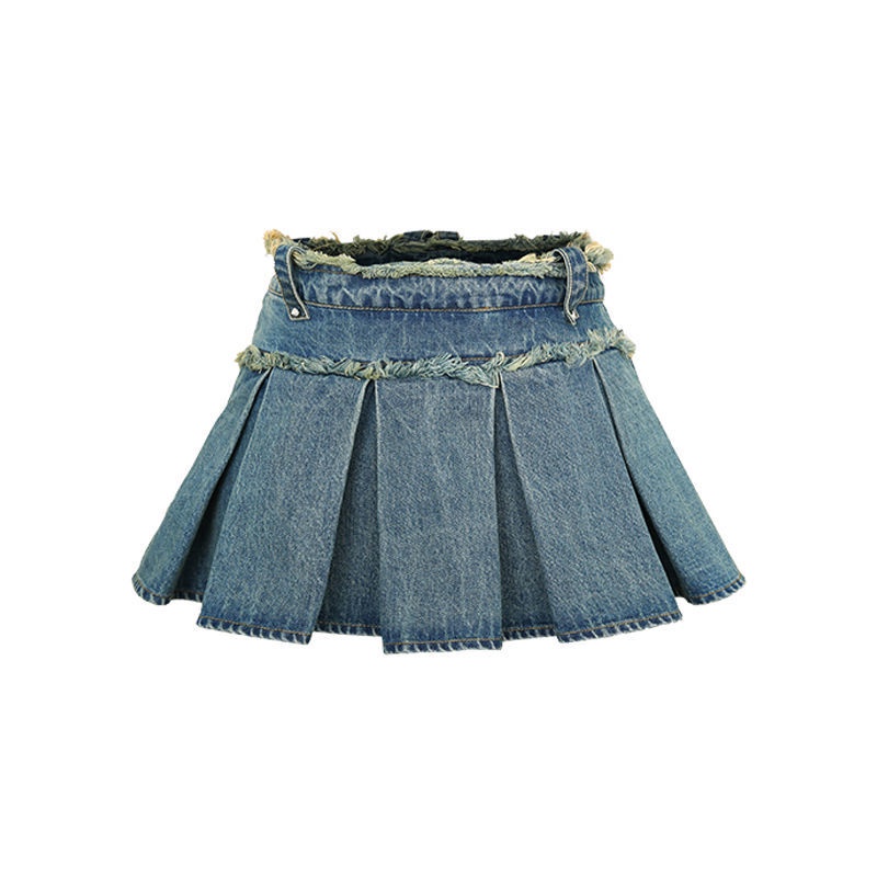 Bán Chạy!F &amp; X Quần Short Denim Xếp Ly Viền Xếp Ly Cá Tính Thời Trang Mùa Hè Hàn Quốc Ngọt Ngào Cho Nữ