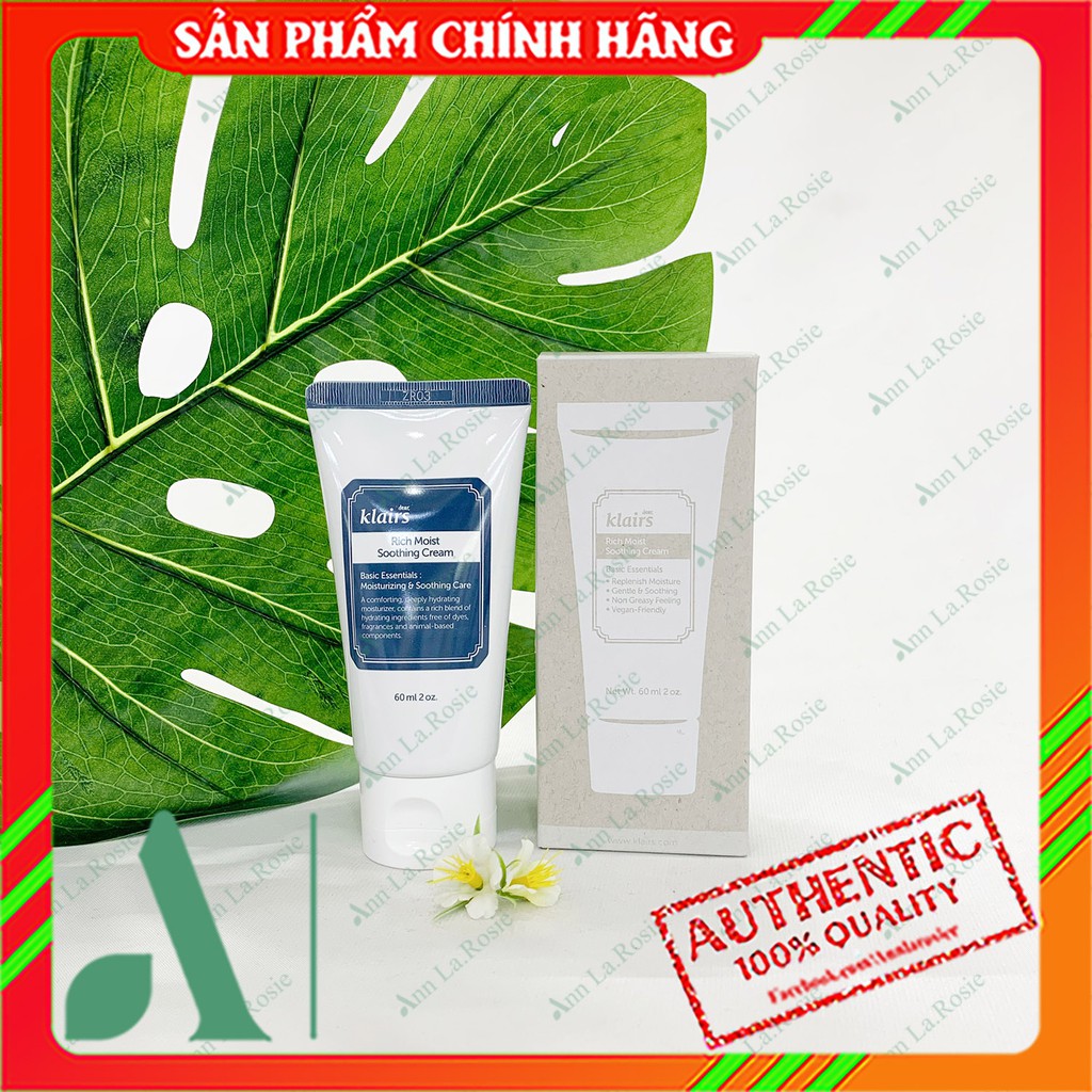 Kem dưỡng ẩm sâu KLAIRS RICH MOIST SOOTHING CREAM 60 ml