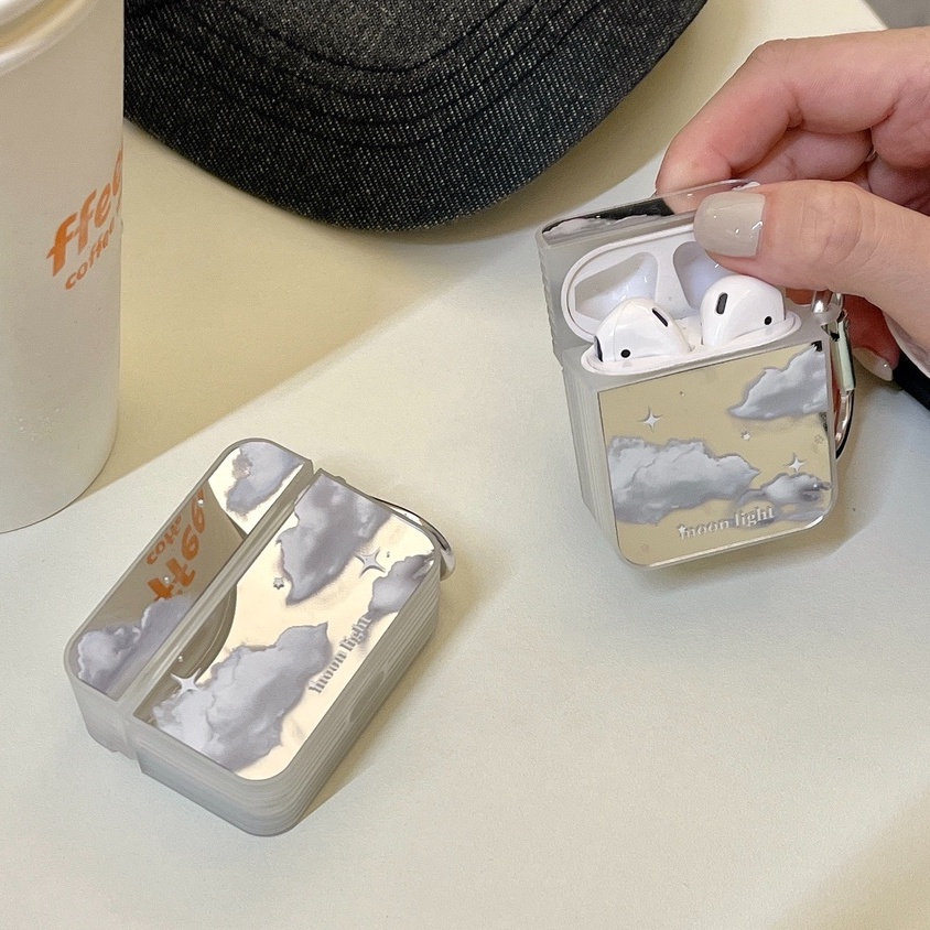 Vỏ bảo vệ hộp sạc tai nghe AirPods 1 / 2 / 3 / Pro thiết kế đơn giản dễ thương Chống Rơi Hình Đám Mây Tráng