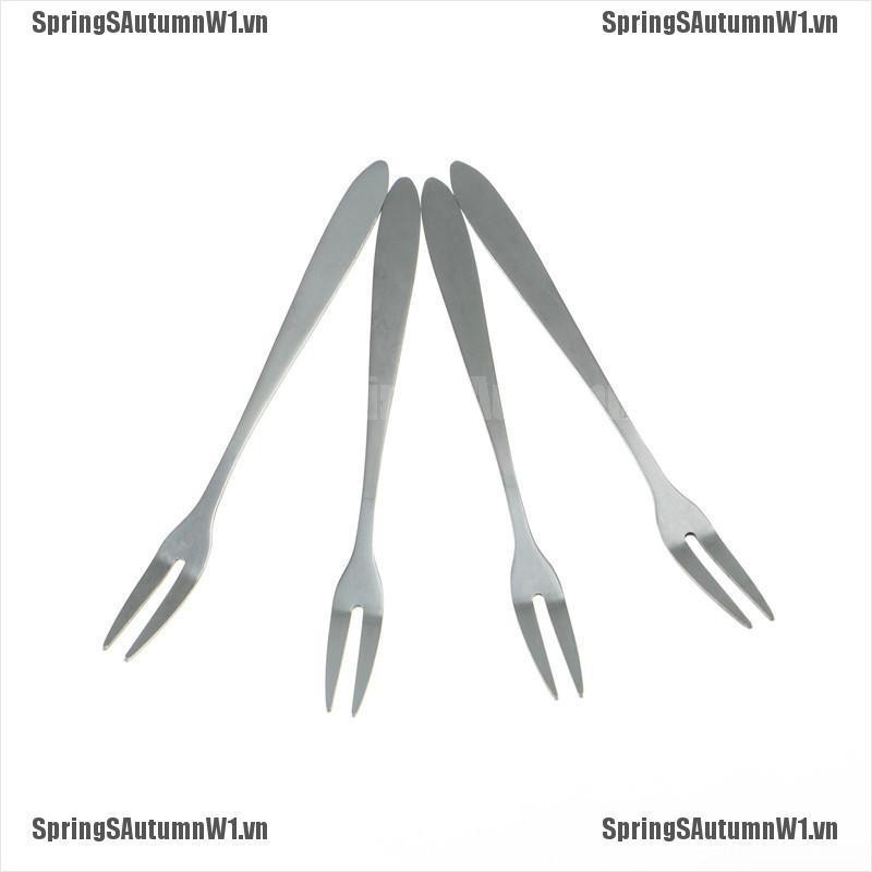 [Spring] 6pcs creative stainless steel fruit sign two tooth fork cake dessert fork [VN]