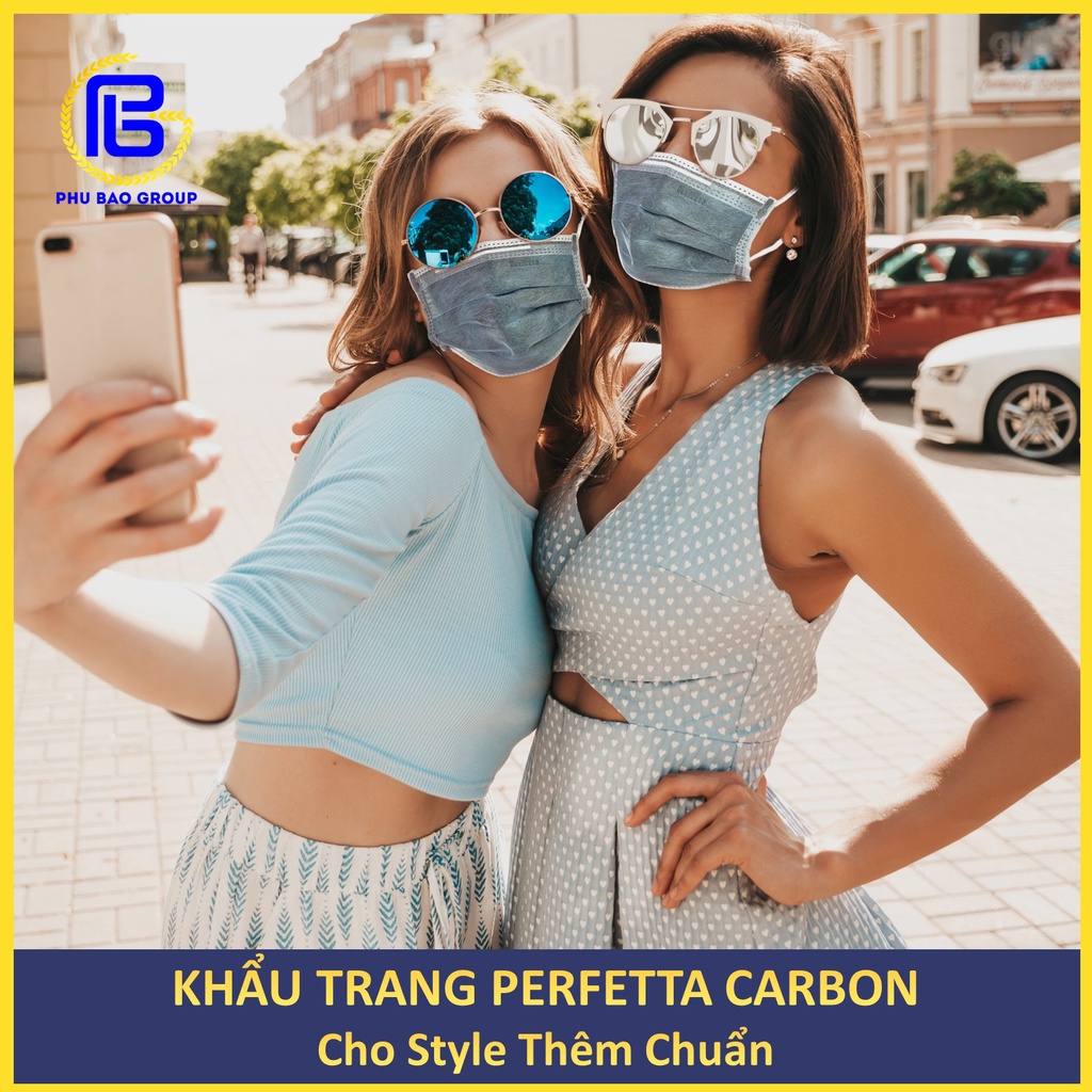 Combo 5 hộp khẩu trang y tế Perfetta Carbon 4 lớp 40 cái/hộp