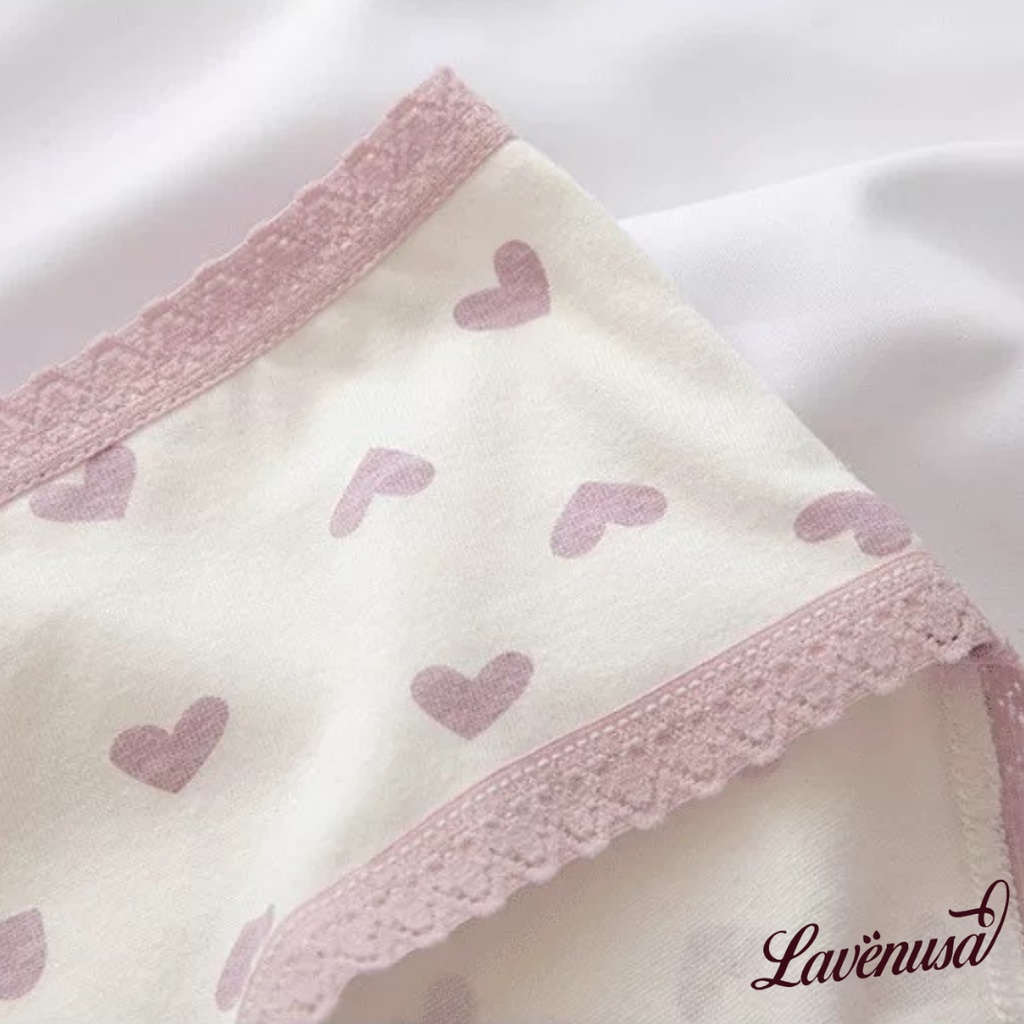 Quần lót Cotton nữ kháng khuẩn viền ren dễ thương thoáng khí LAVENUSA QL20