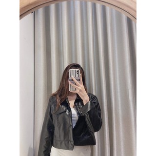 Áo da <Freeship>Áo khoác da nữ croptop basic freesize hot trend