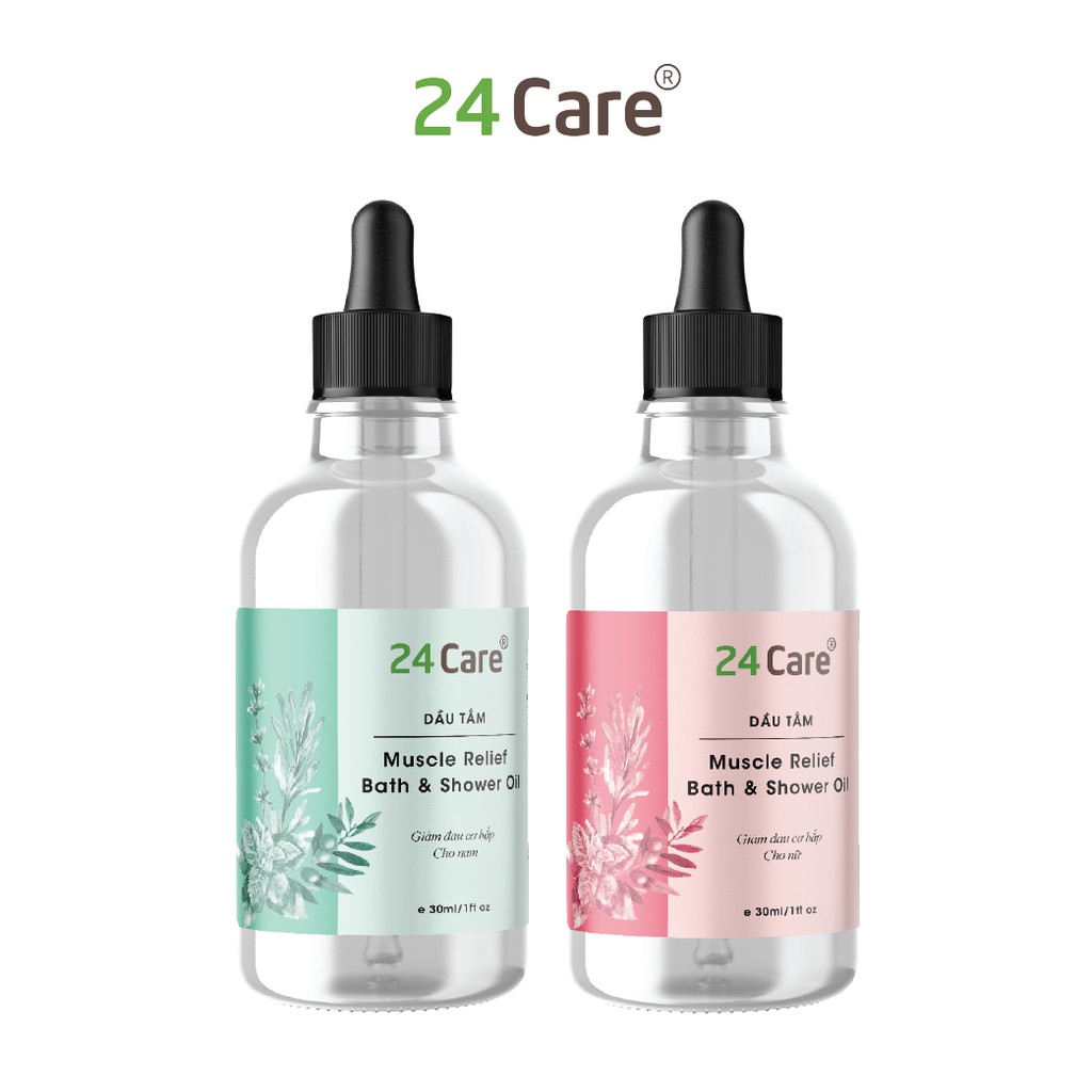 Combo 2 chai dầu tắm 24Care giúp giảm đau cơ - NAM NỮ (30ML/chai)