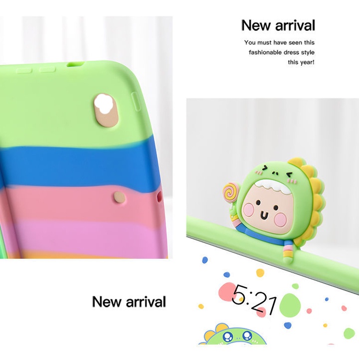 [CÓ GIÁ ĐỠ] Ốp Lưng iPad đủ loại mini/Air/Pro, silicon hình khủng long sắc màu - TZAT905