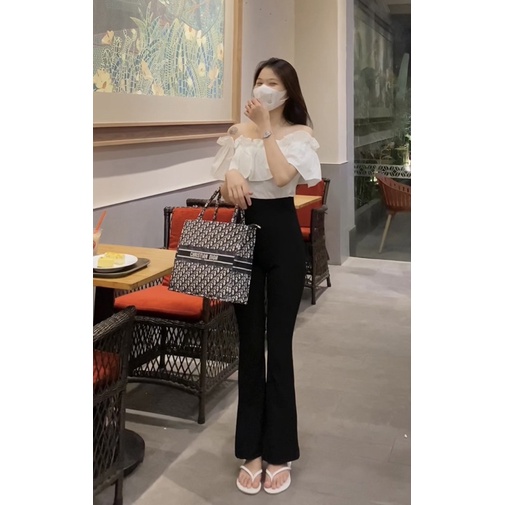 Set Áo Trễ vai phối quần loe ( có tách )