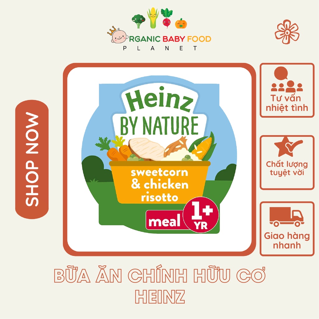 Bữa ăn chính hữu cơ Heinz cho bé 12 tháng tuổi, hộp 230gr